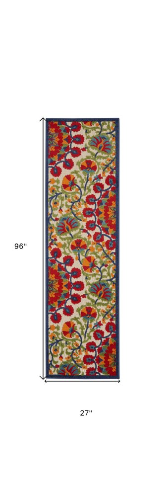 Red and Multicolor Indoor Outdoor Runner Rug